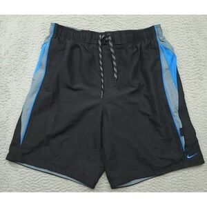 Nike Men's L Swim Trunks Blue Shorts Black Tag Polyester Lined